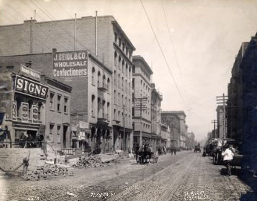 Mission Street, between Second and Third streets, possibly 1903