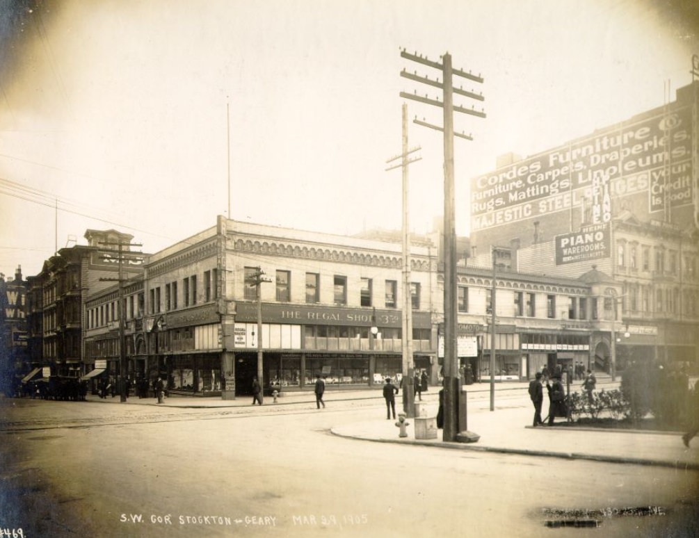 Stockton at the corner of Geary Street, March 29, 1905