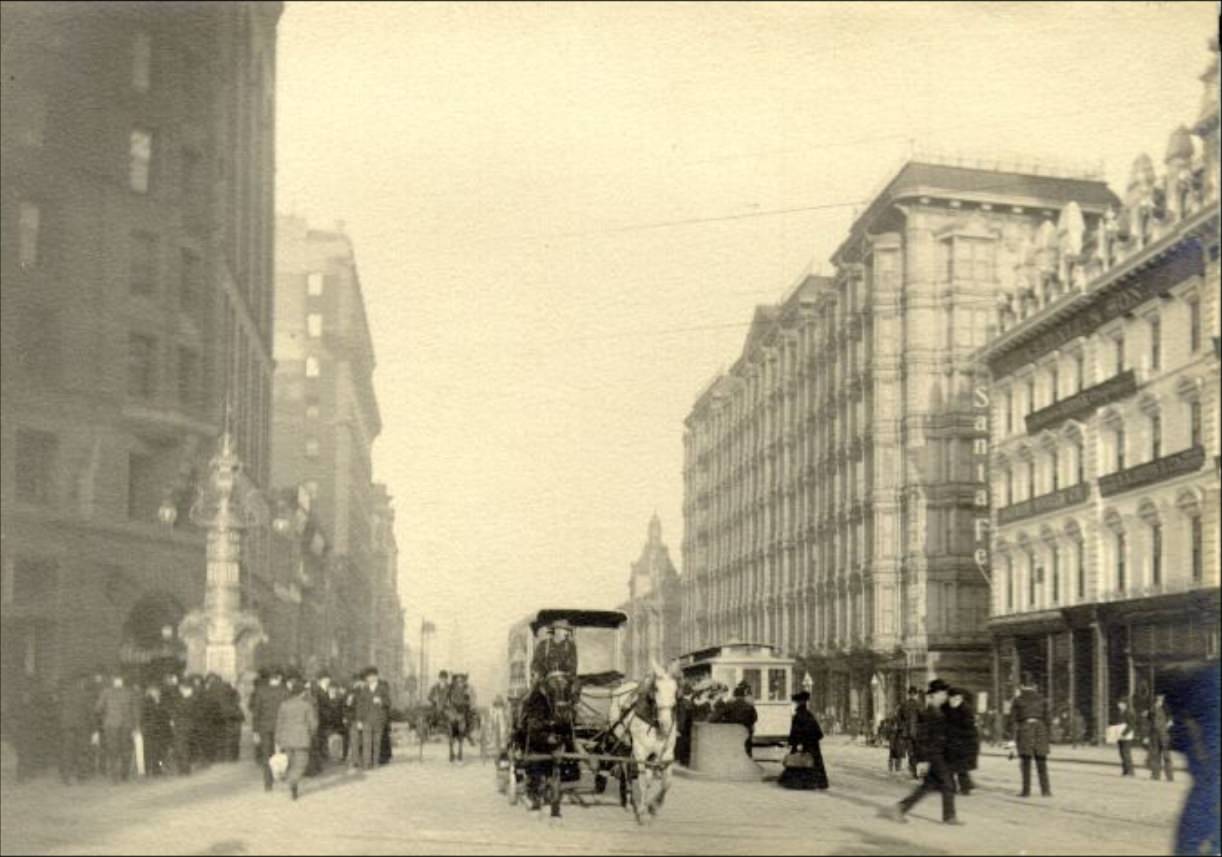 Market Street, east of Kearny, possibly 1900