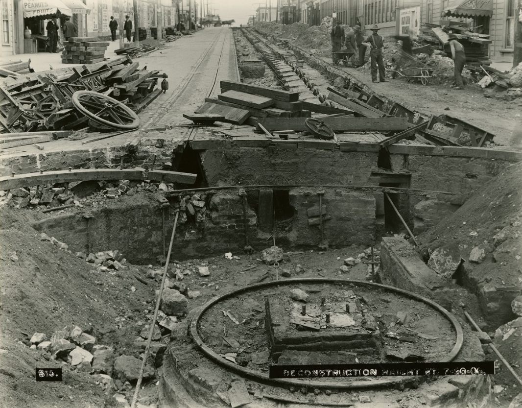 Track reconstruction on Haight Street near Stanyan, July 20, 1906