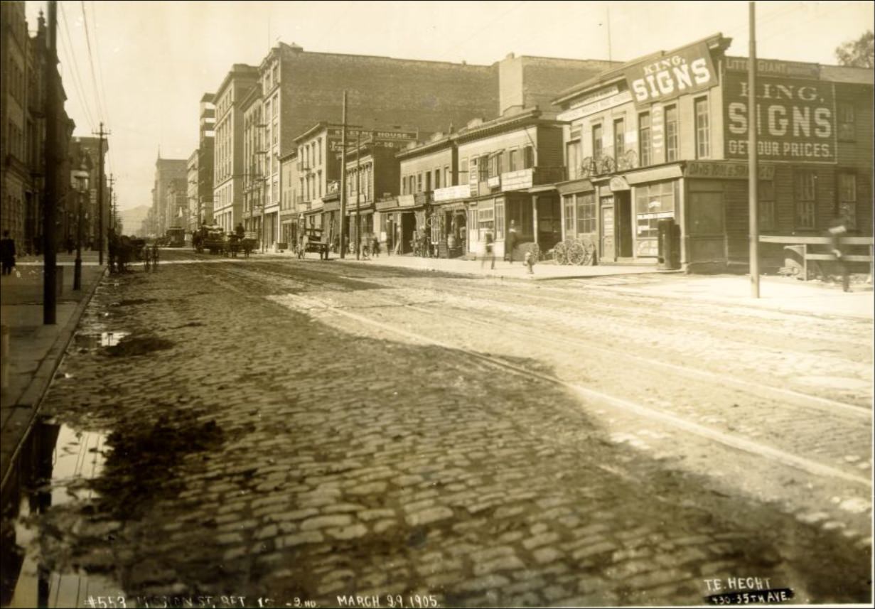 Mission Street, between 1st and 2nd streets, March 29, 1905