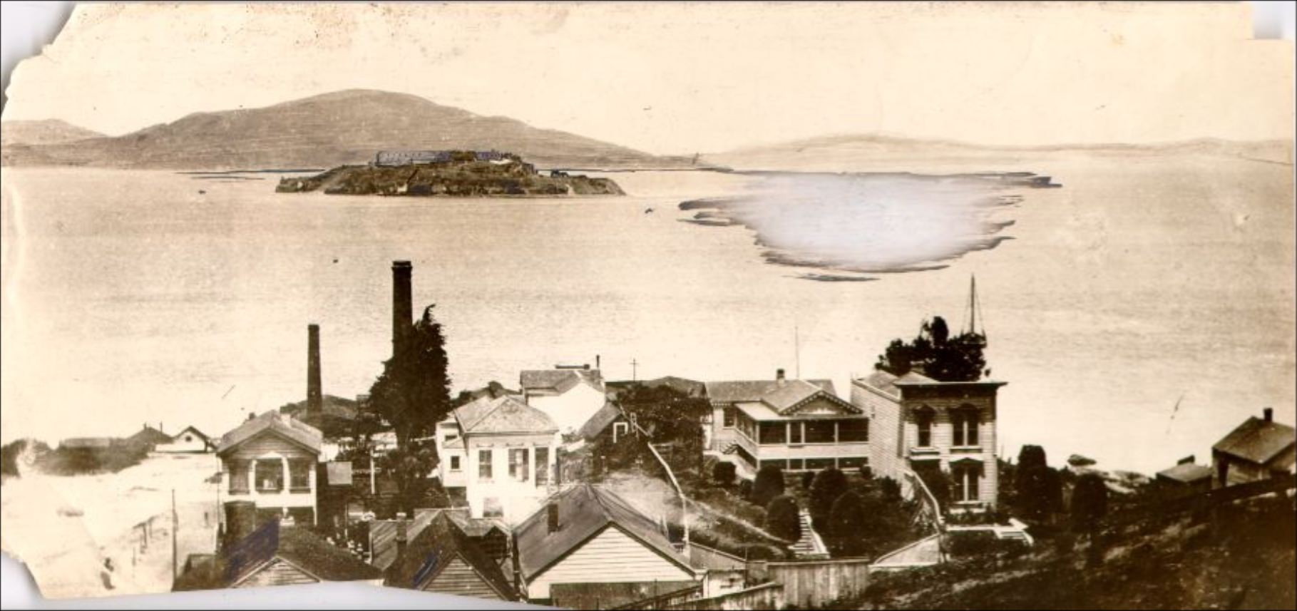 San Francisco waterfront and Alcatraz Island, 1901