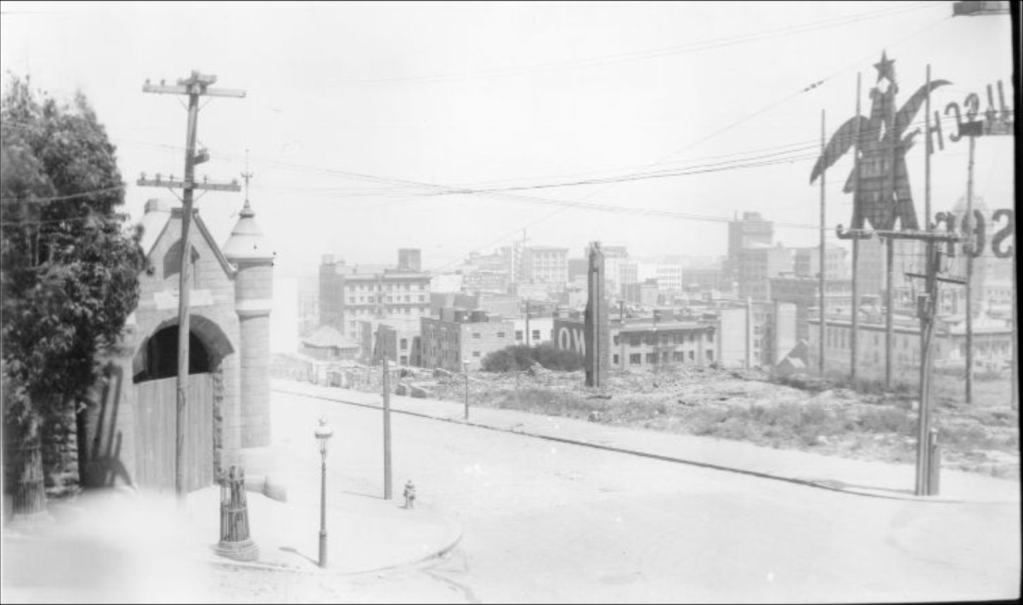 Pine Street at Mason, looking southeast, 1909