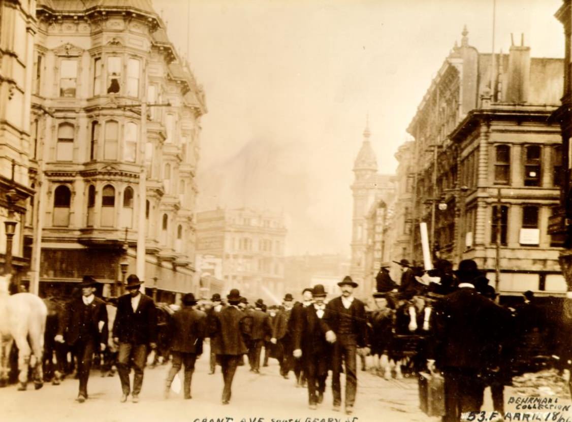 Grant Avenue, south of Geary Street, possibly April 18, 1906