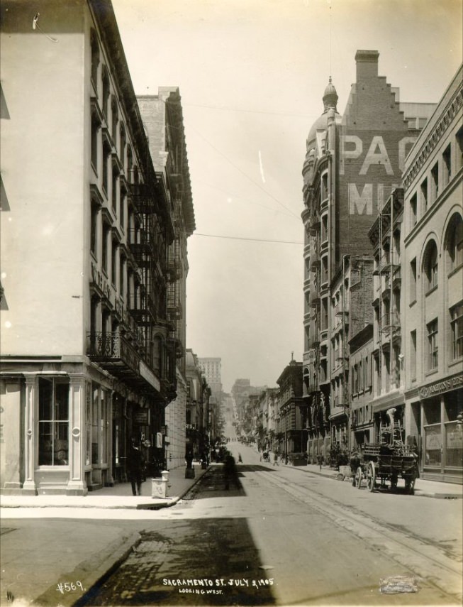 Sacramento Street, looking west, July 3, 1905
