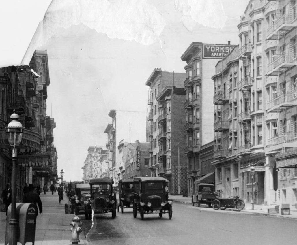 Bush Street above Taylor in the 1920s