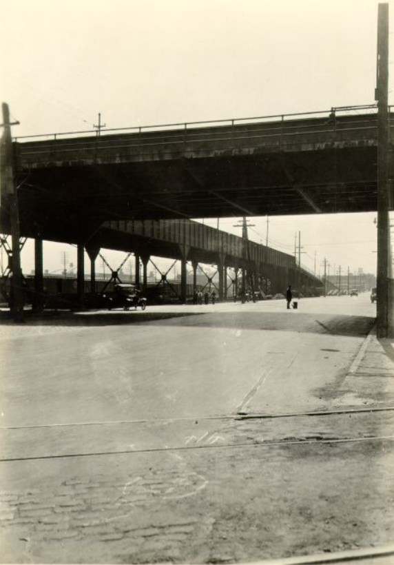 Train stationed at Third Street, 1927