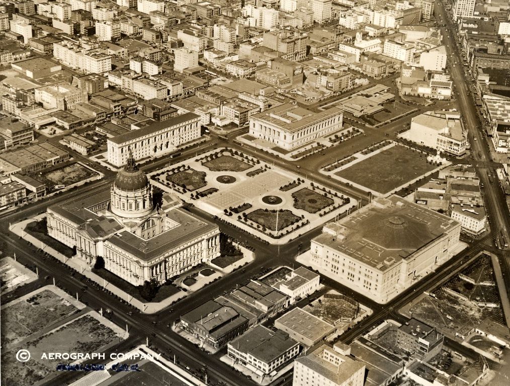 Aerial view of the Civic Center in the 1920s