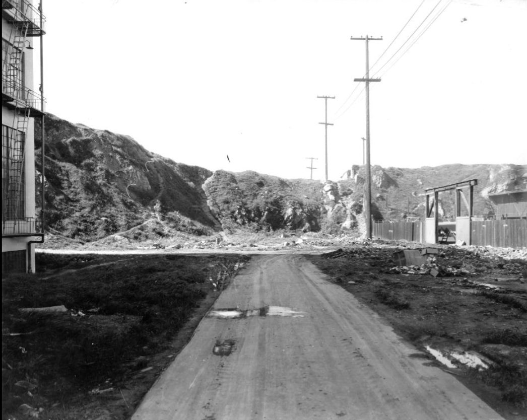 Harrison Street looking southwest from 2nd Street, 1928