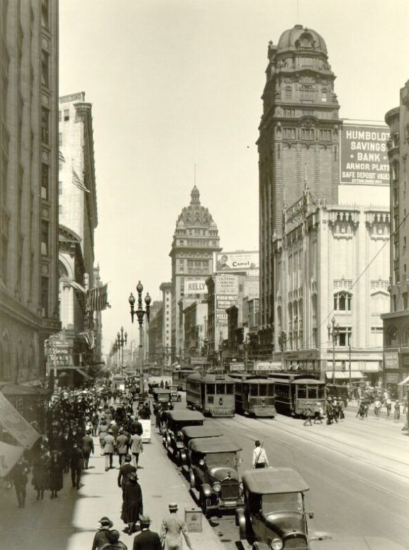 Market Street looking east from Stockton, 1920s