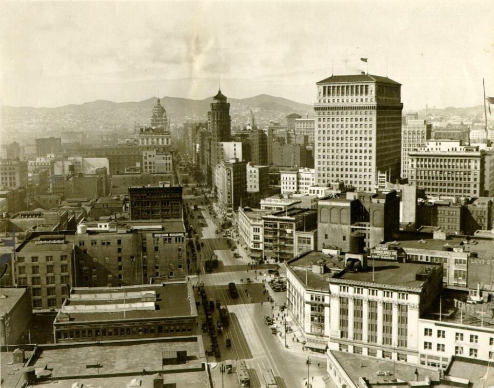 Aerial view of Market Street, 1924