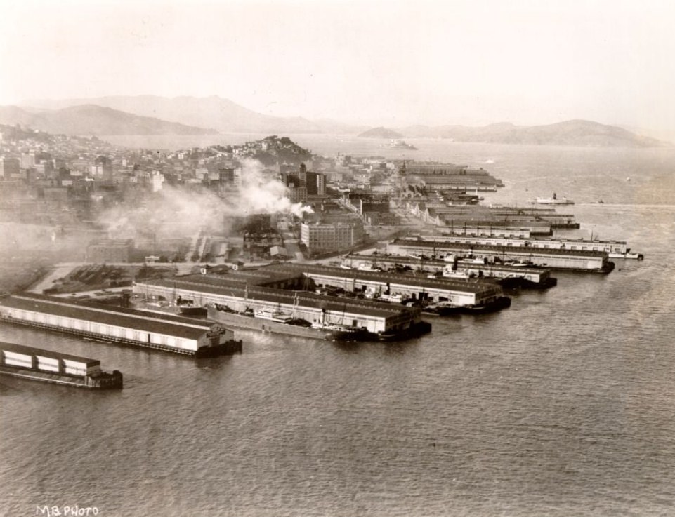 View of waterfront northwest from the bay in the 1920s