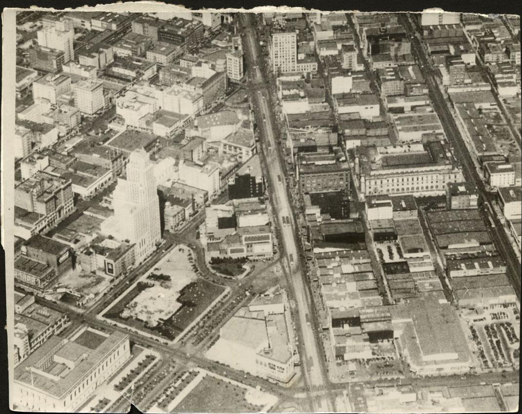 Aerial view of the Civic Center in the 1930s