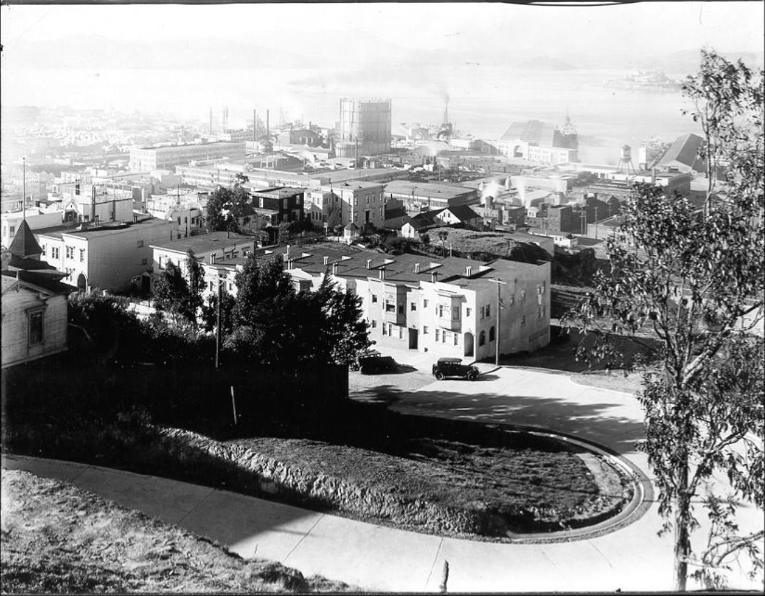View of the bay from Telegraph Hill in the 1930s