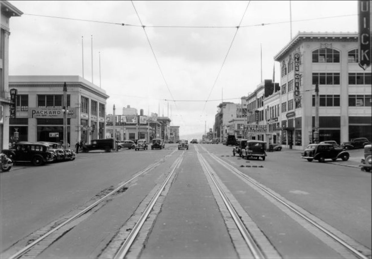 Van Ness Avenue at California Street, 1936