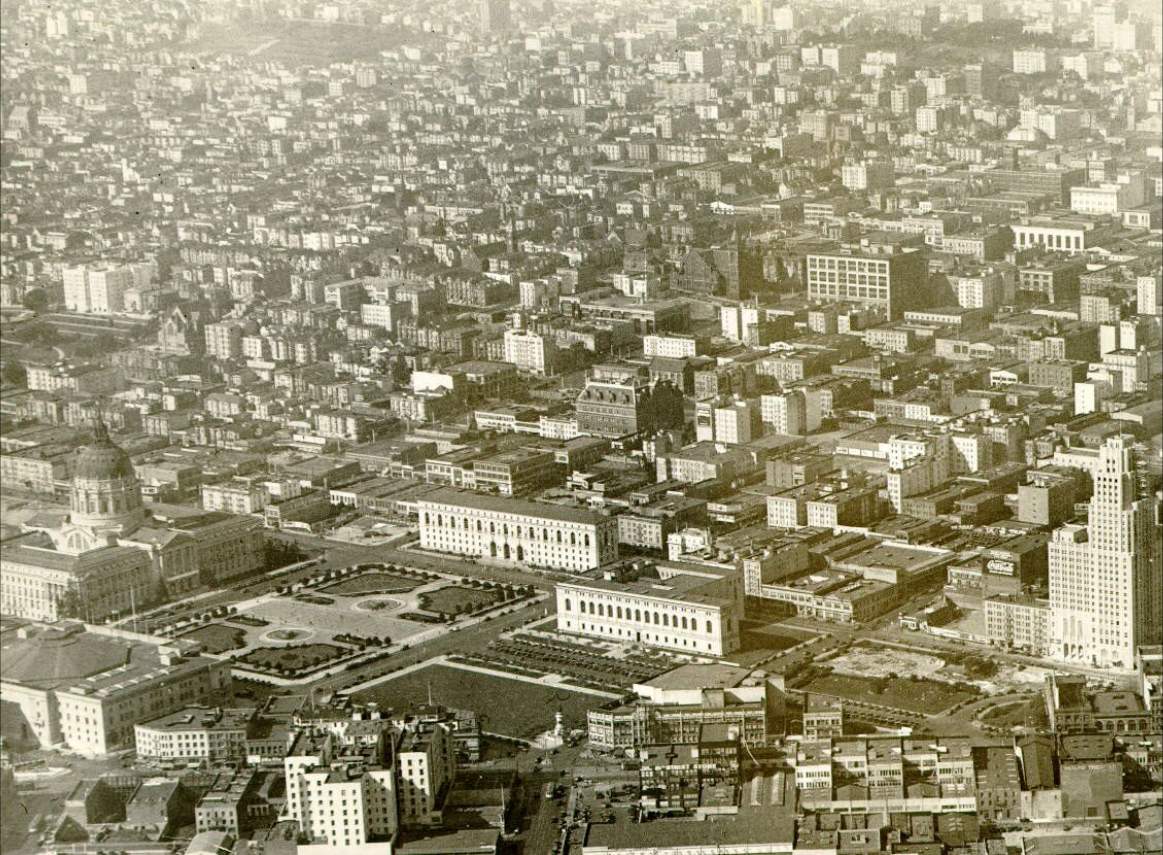 Aerial view of the Civic Center in the 1930s