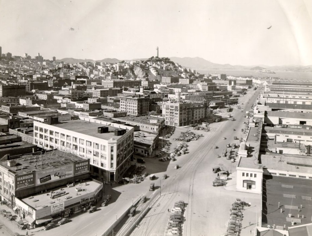 View of Telegraph Hill and the Embarcadero from the Ferry Building, 1939