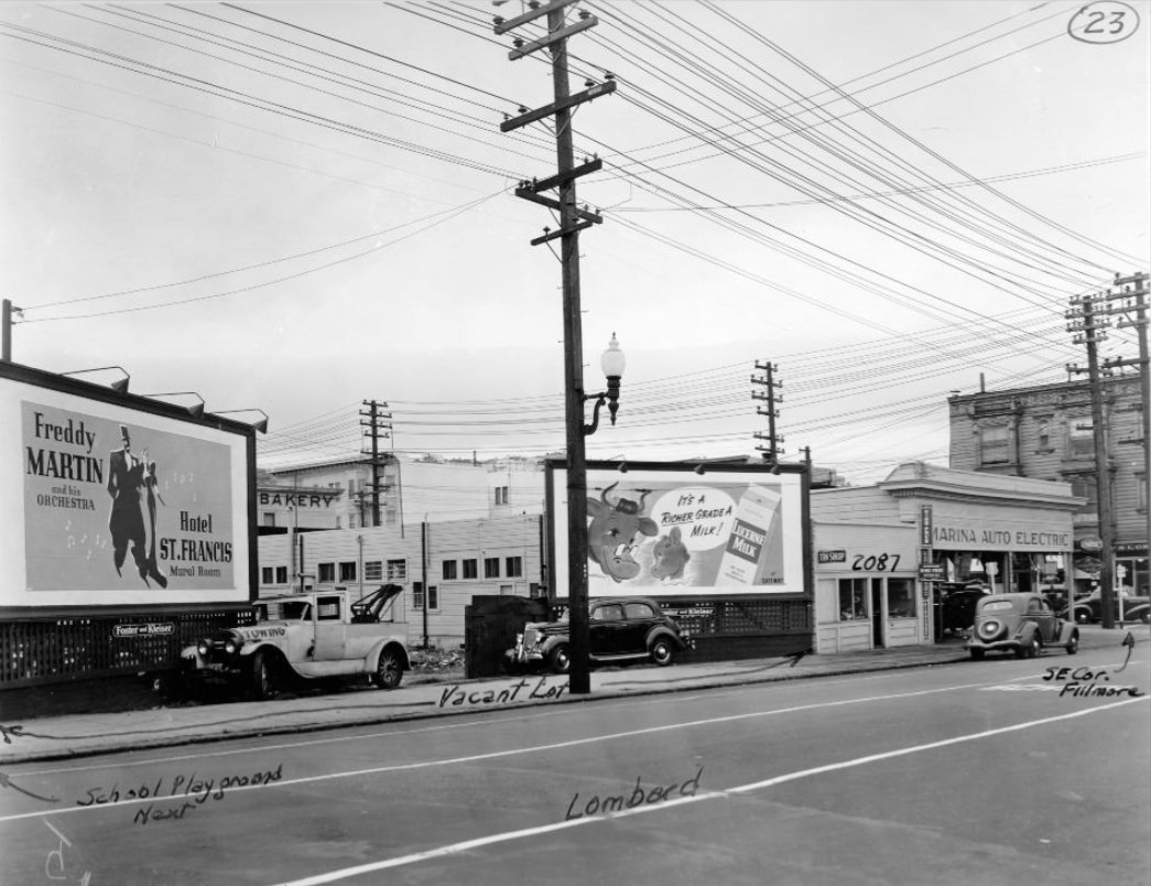 2000 block of Lombard Street between Fillmore and Webster, 1939