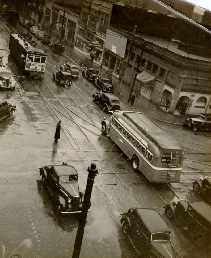 Rainy day on Mission Street, 1937
