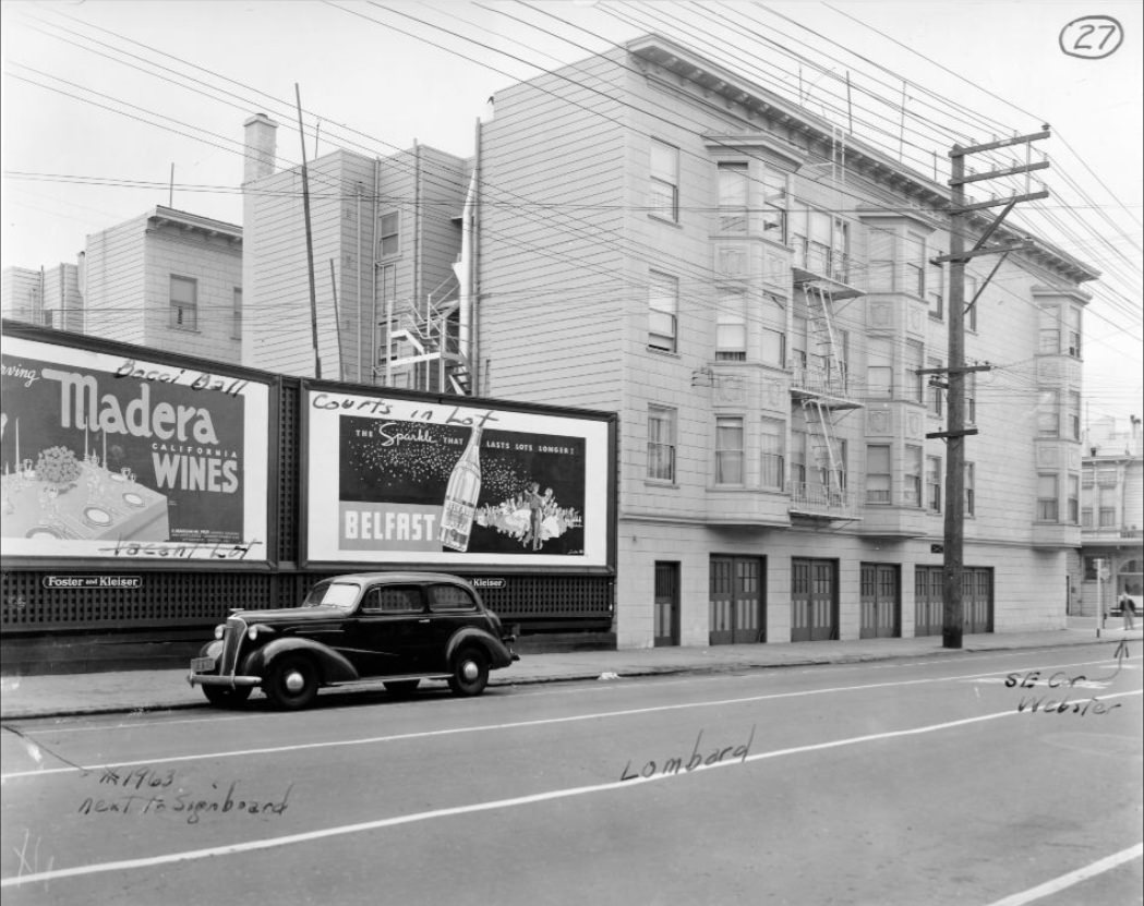 1900 block of Lombard Street between Buchanan and Webster streets, 1939