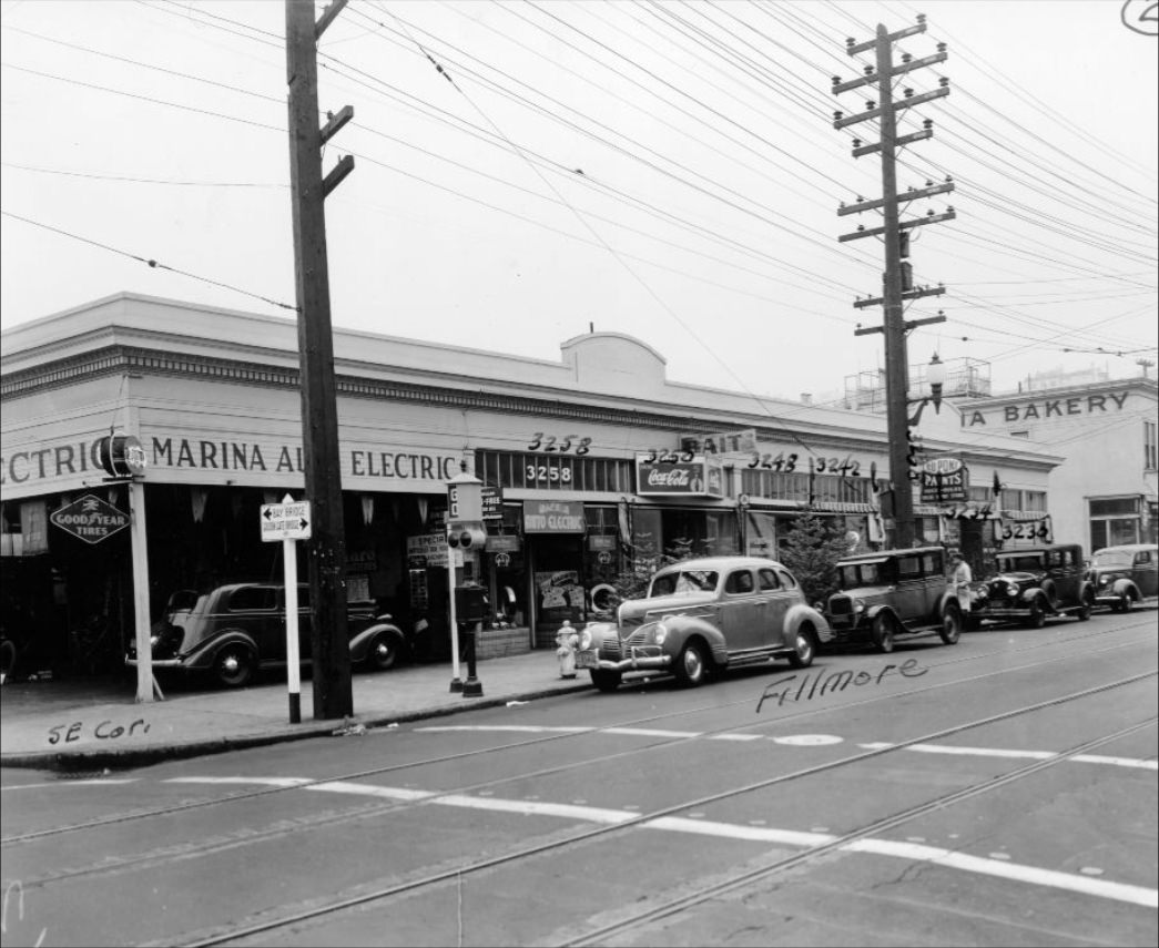 Southeast corner of Fillmore and Lombard streets, 1939