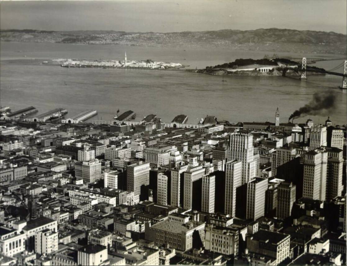 View of skyline showing Treasure Island, 1939