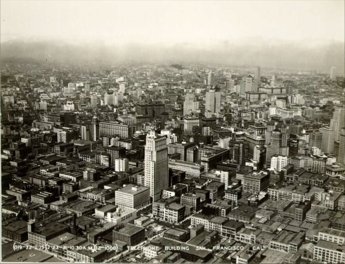 View of Telephone Building in downtown, 1935