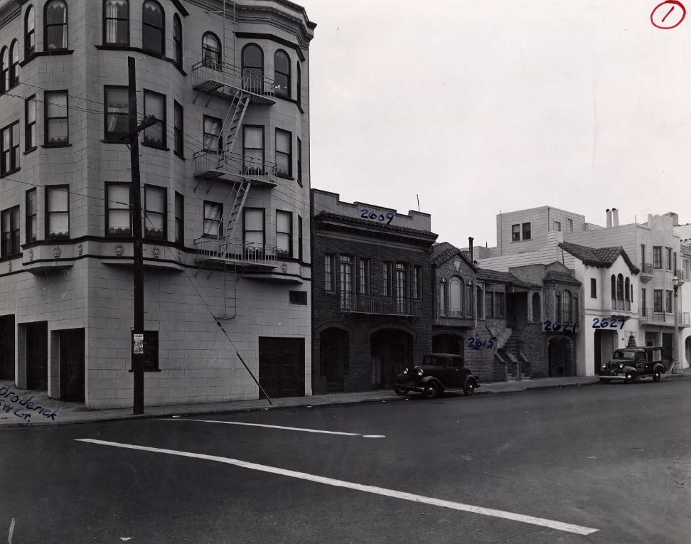 Southwest corner of Lombard and Broderick streets, 1939