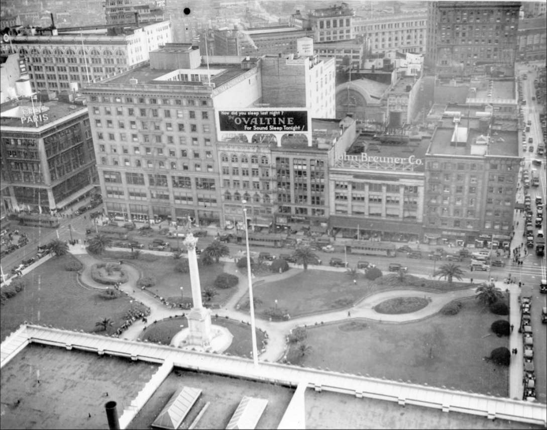 View from above of Union Square Park, 1930s