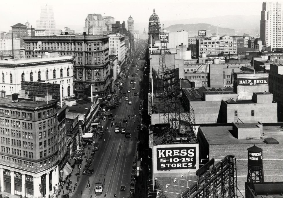 Market Street, facing east from Mason Street, 1930s