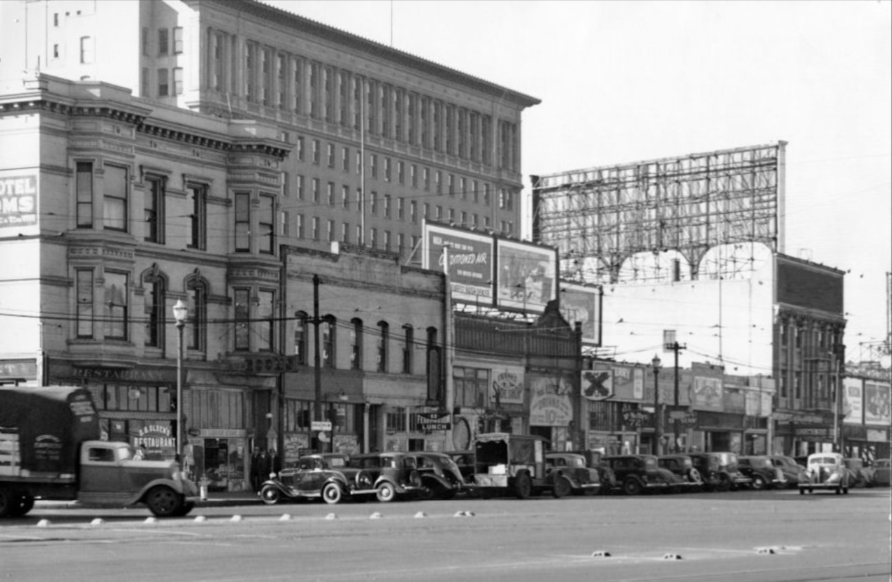 Storefronts along Embarcadero, 1938