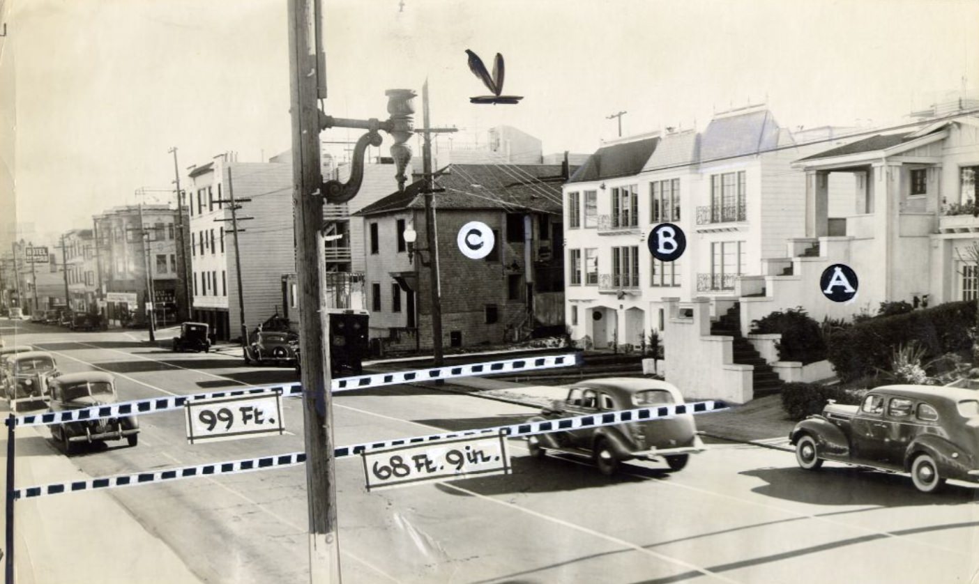 Lombard Street looking east from Broderick, 1940