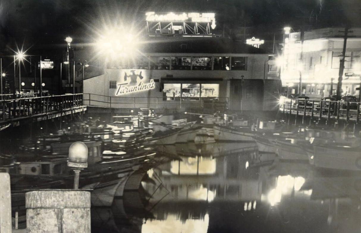 Fisherman's Wharf at night, 1940s
