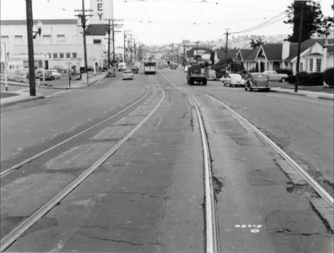 Ocean Avenue at Manor, facing east, 1951.