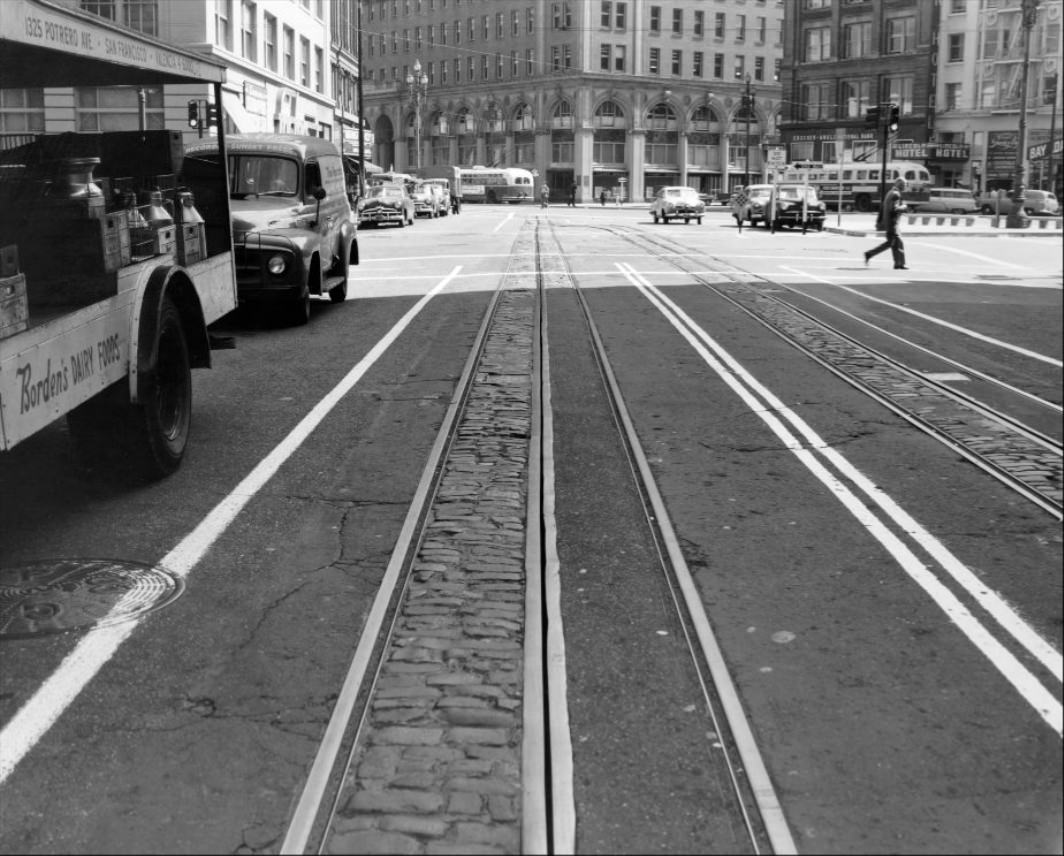 View east on California near Market Street, 1957.
