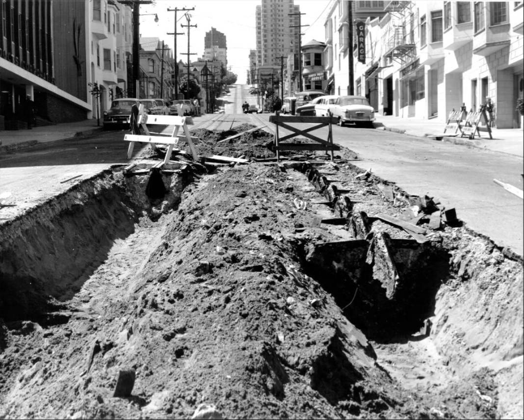 View south from Hyde and Beach, 1956.