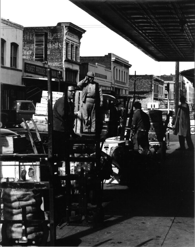 Downtown produce district, 1950s
