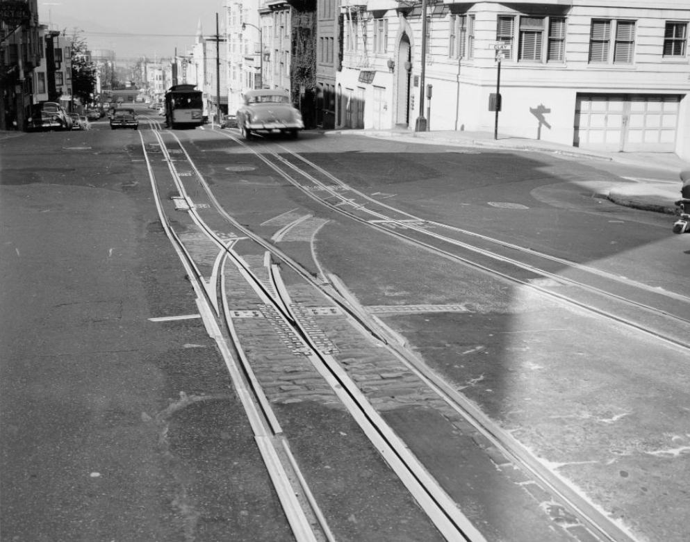 View north on Powell and Clay Street, 1953.