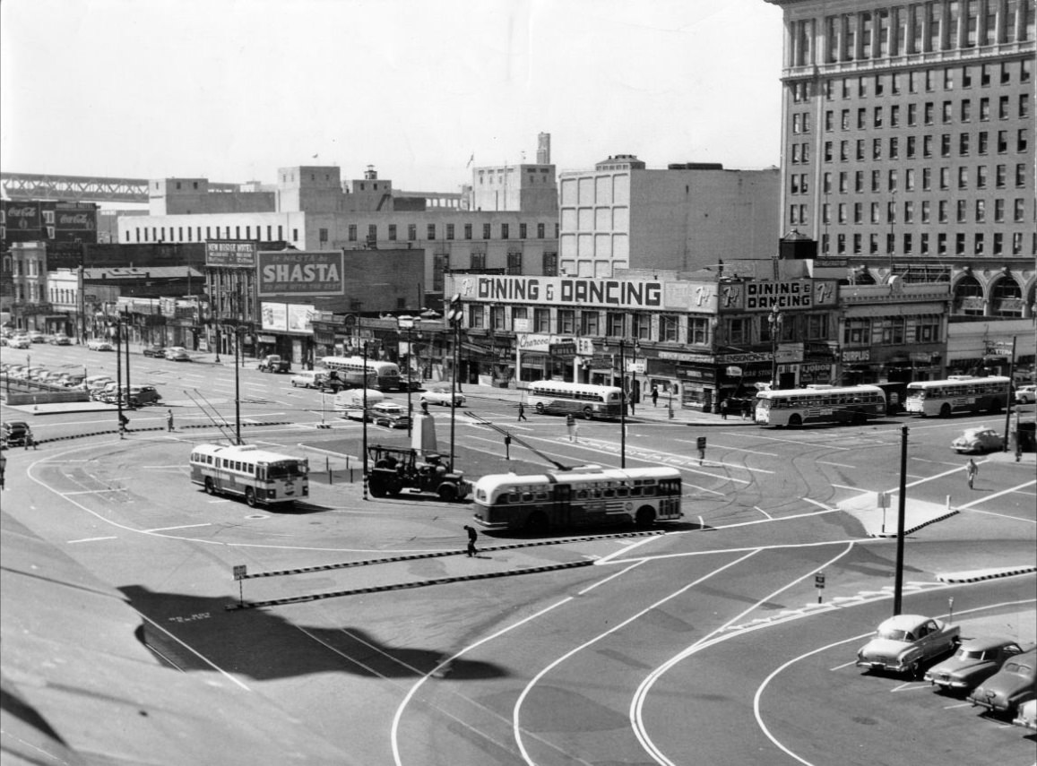 Embarcadero and Market, looking south, 1954.