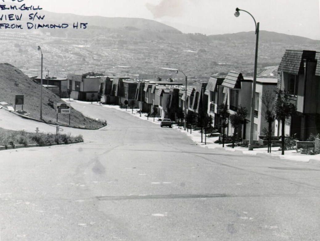 View southwest from Diamond Heights, 1968.