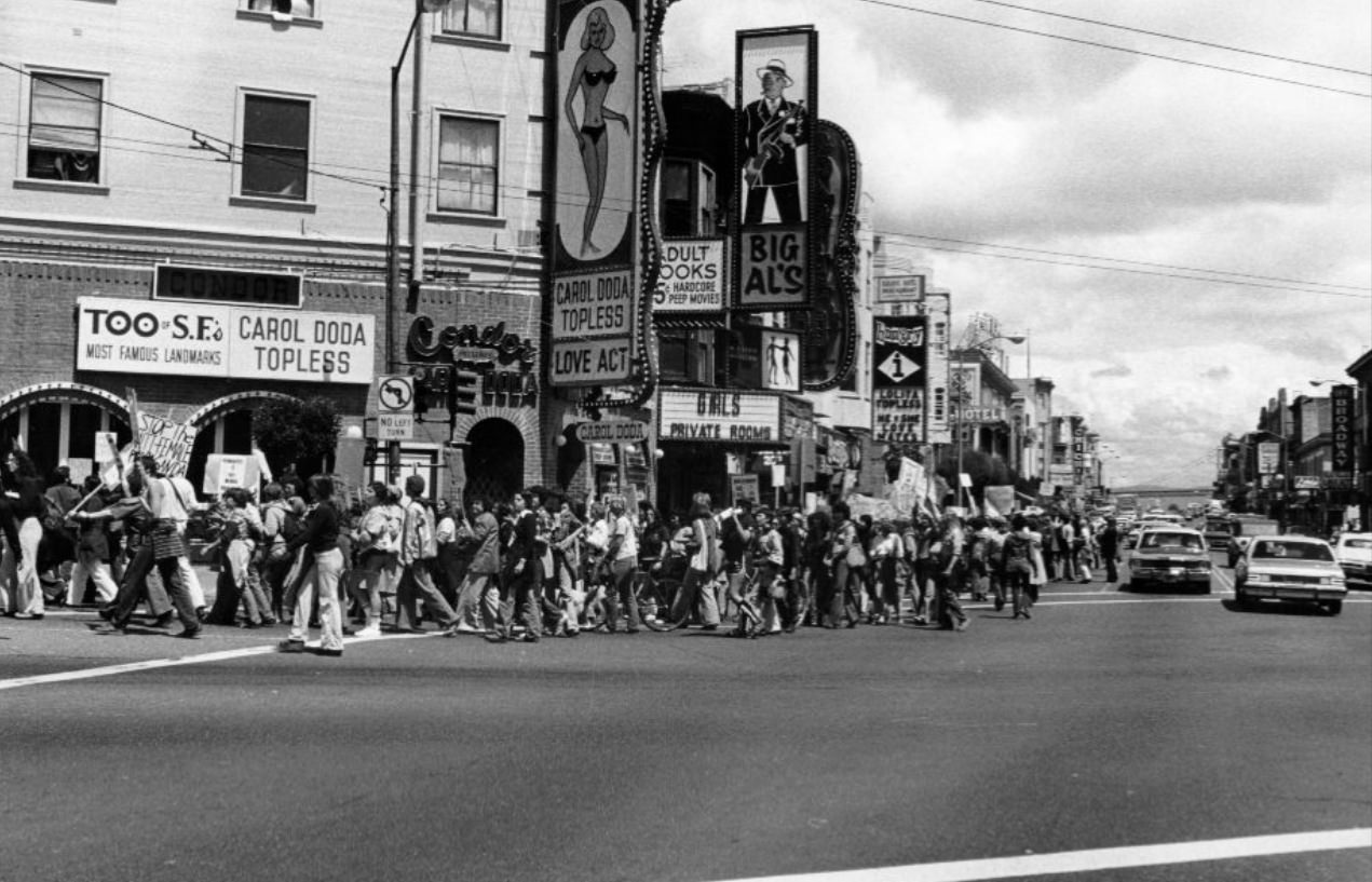 Women's first march against pornography, Broadway/Columbus, 1960s