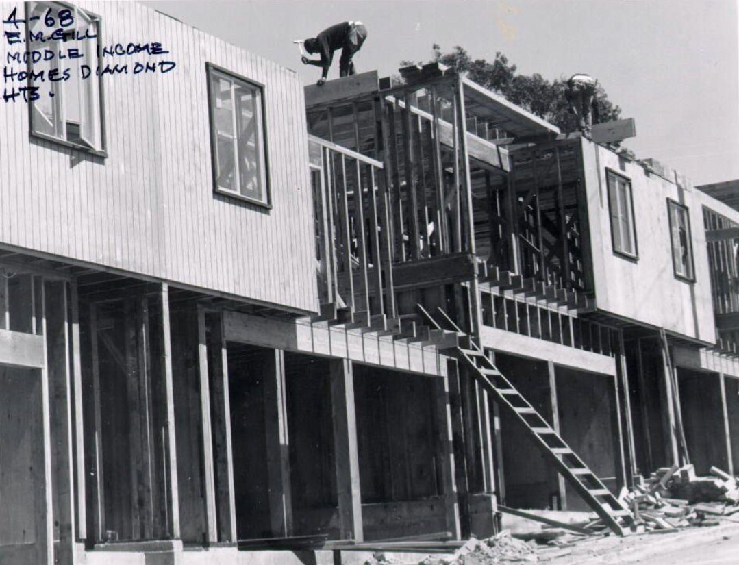 Middle-income homes in Diamond Heights, 1968.