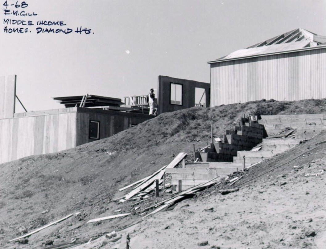 Middle-income homes in Diamond Heights, 1968.