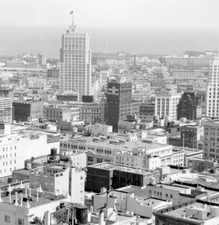 View of downtown from the Fairmont Hotel, 1961.
