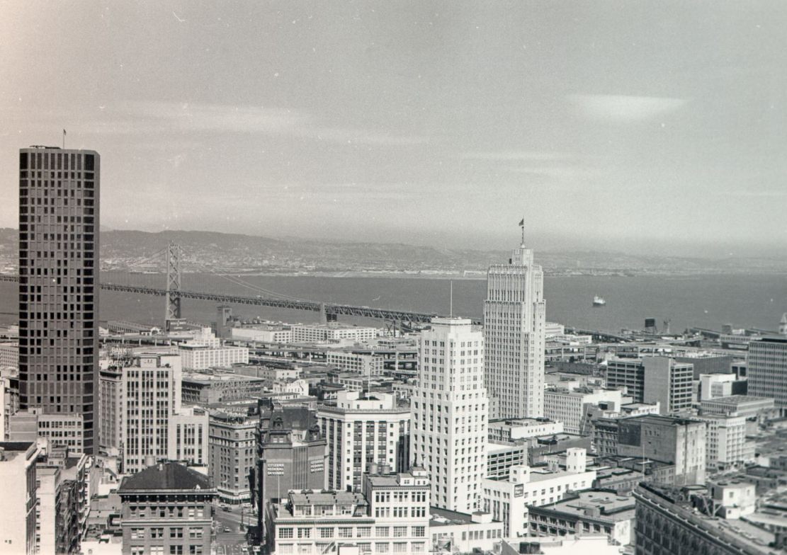 View southeast from the St. Francis Tower, 1971.