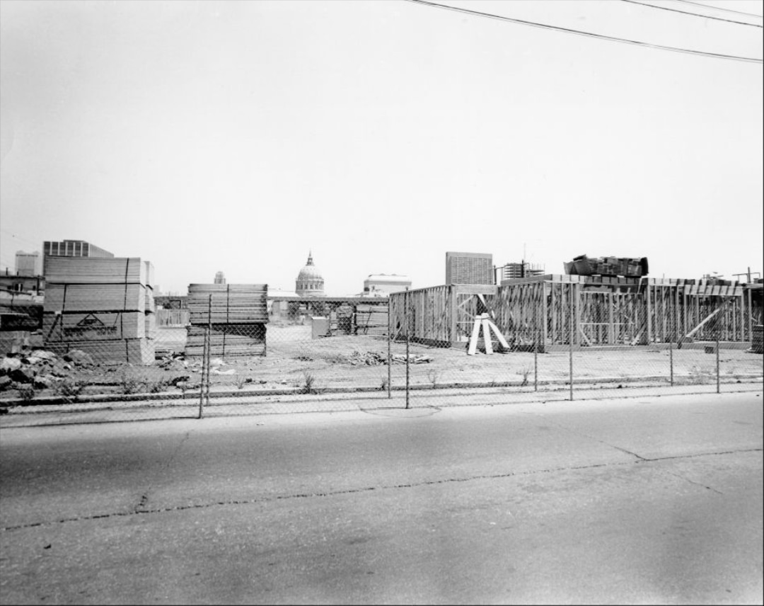 Construction of new building on 800 block of McAllister Street, 1973.