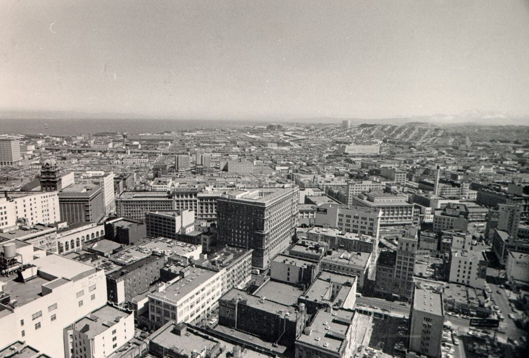 View south from the St. Francis Tower, 1971.