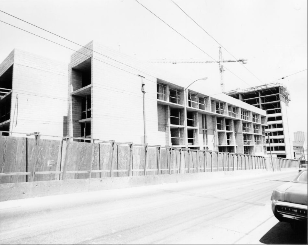Construction of new building on 1200 block of McAllister Street, 1973.