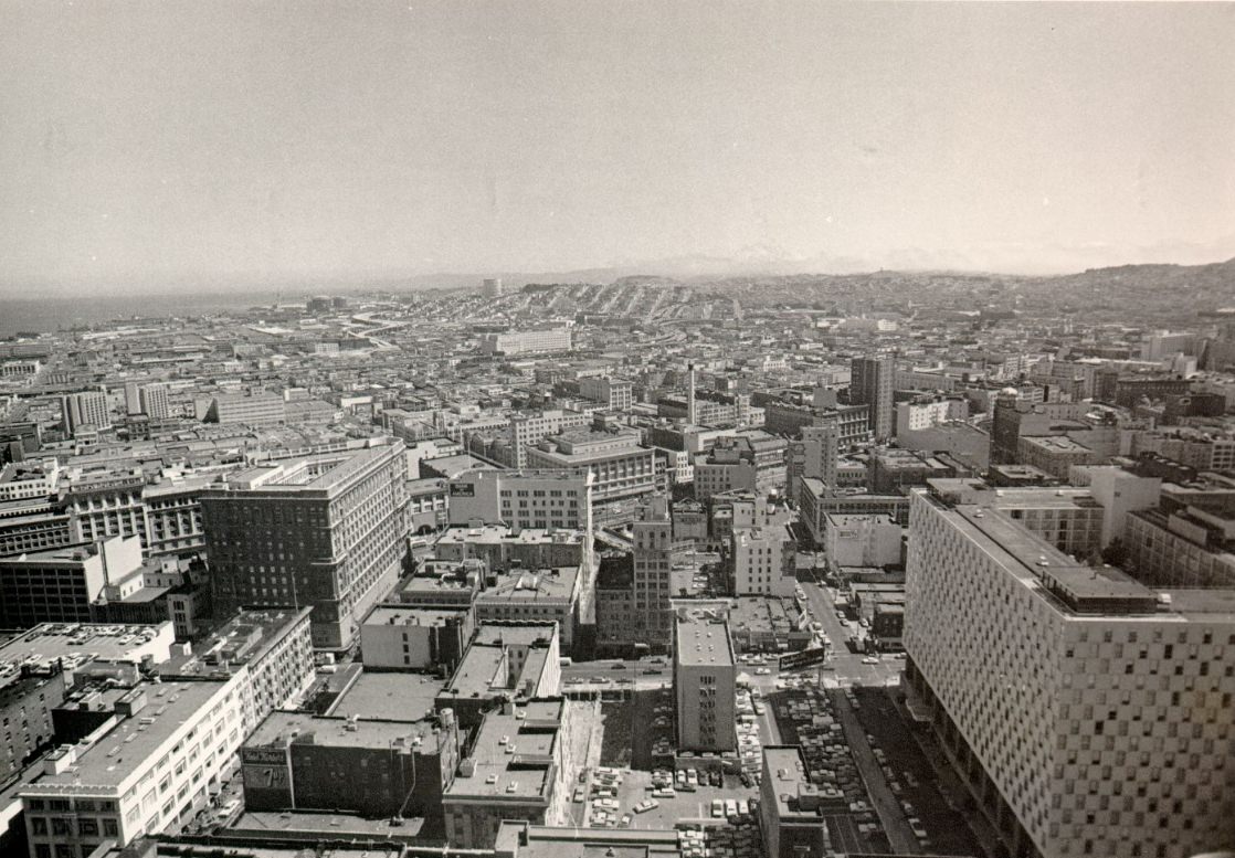 View of San Francisco looking south from the St. Francis Tower, 1970s.