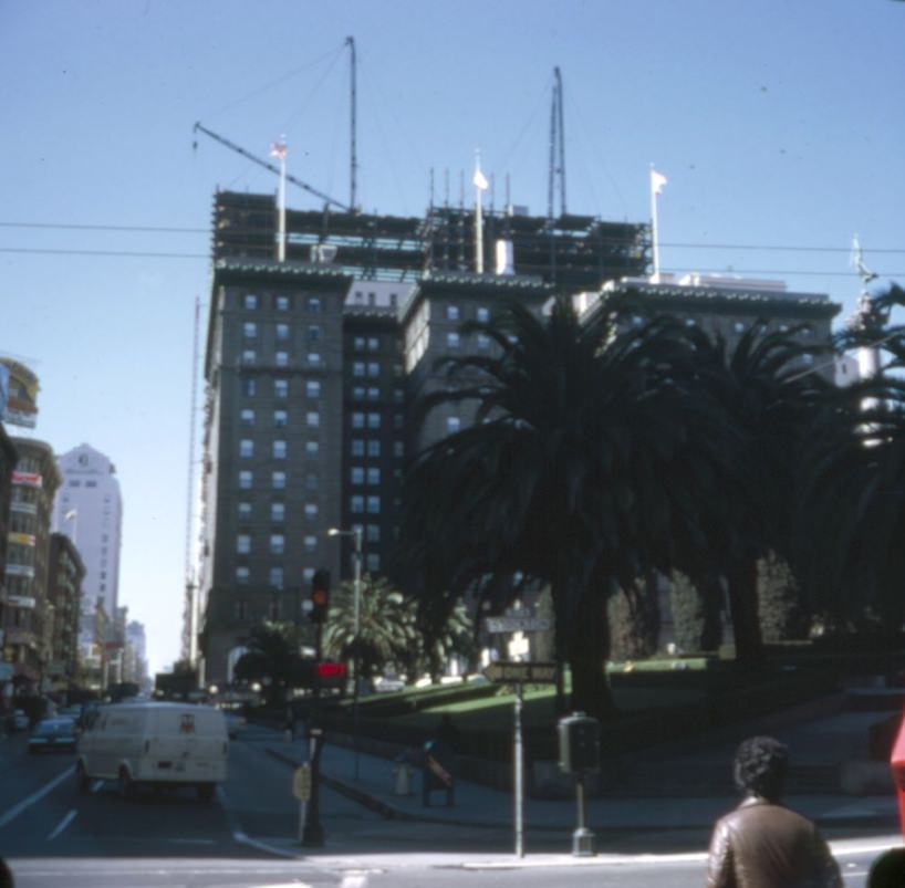 St. Francis Hotel tower under construction, 1971.
